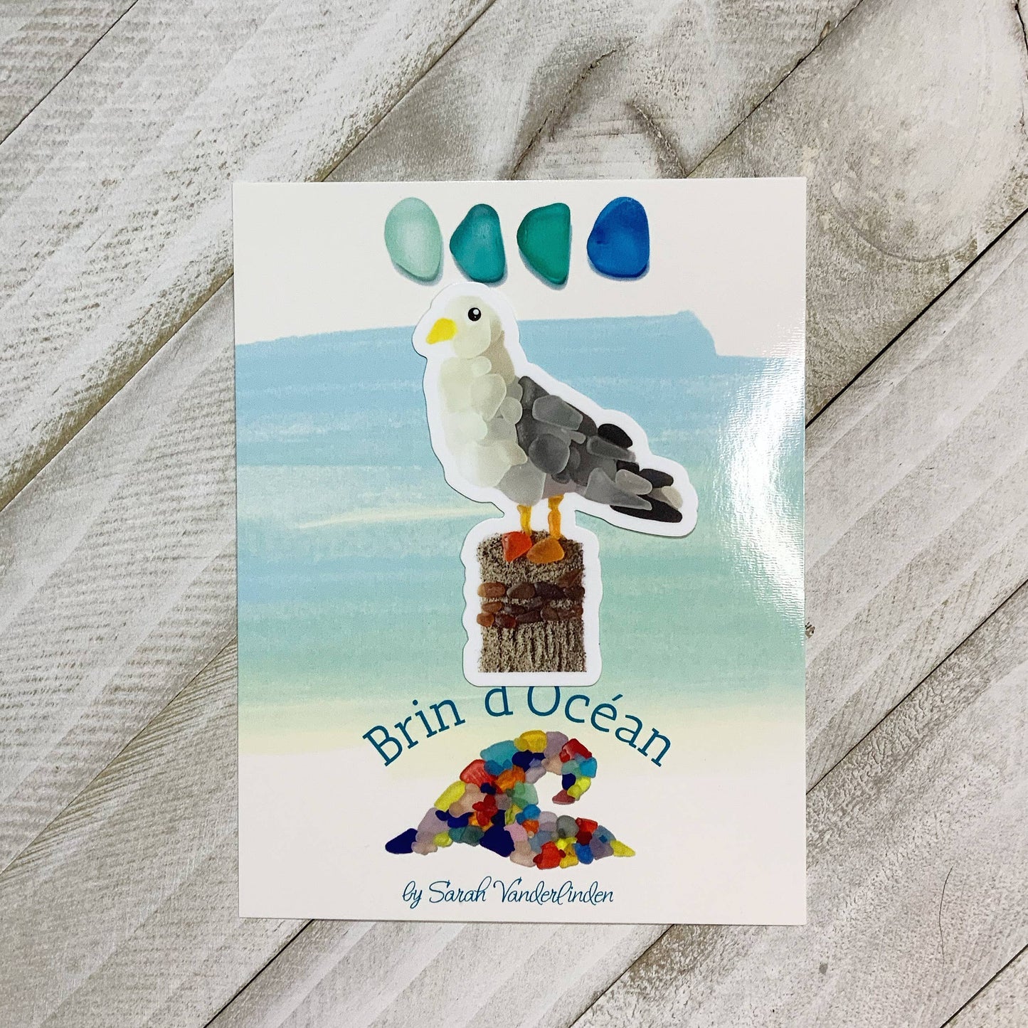 Waterproof Sticker, Sea Glass Seagull, Vinyl Sticker