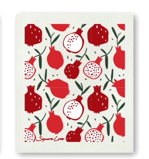 Pomegranate Christmas Gift Duo | 1 Tea Towel + 1 Sponge Cloth