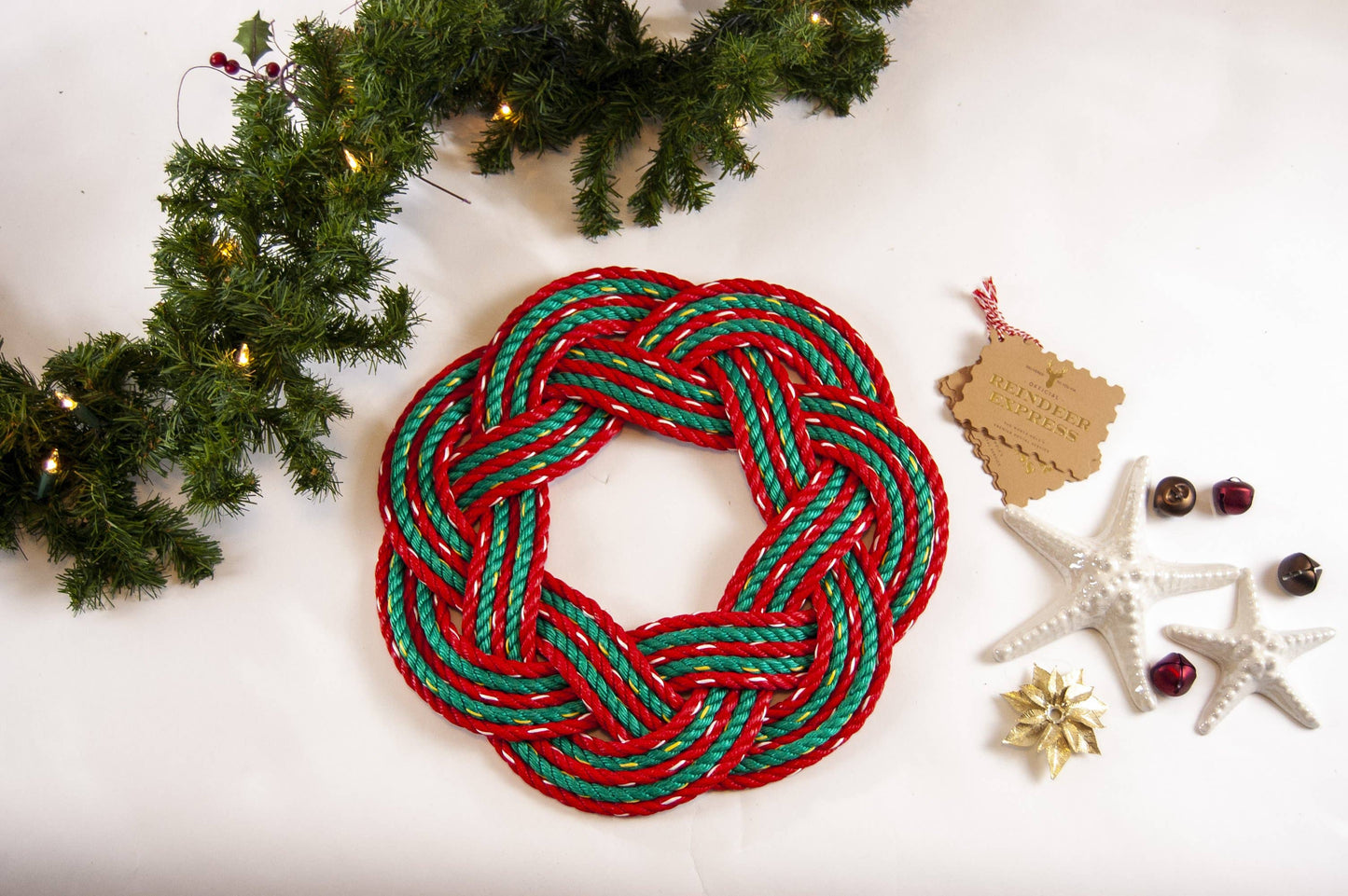 Fisherman's Rope Christmas Wreath - Dory Red/Emerald Sea