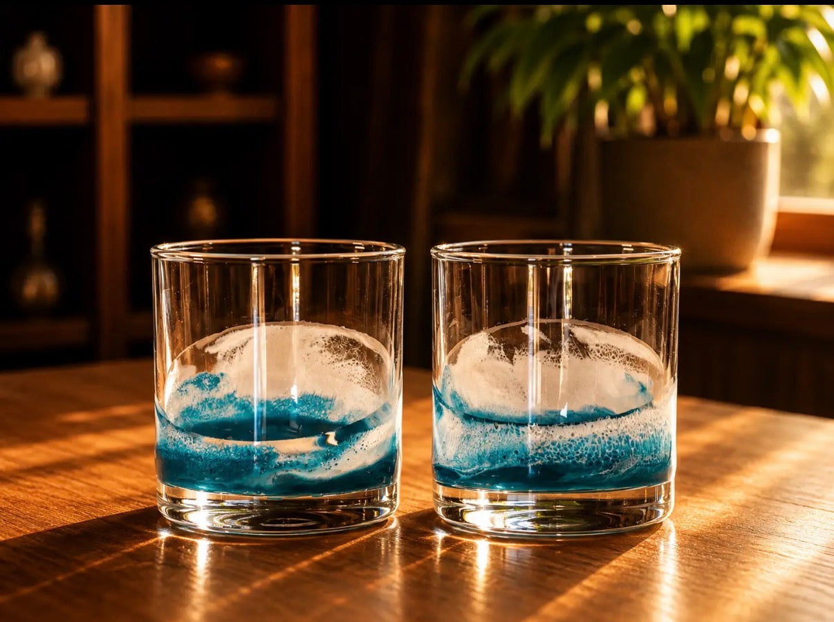 Resin Accented Whisky Glasses