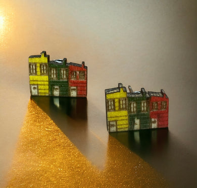 Wooden Rowhouse Earrings