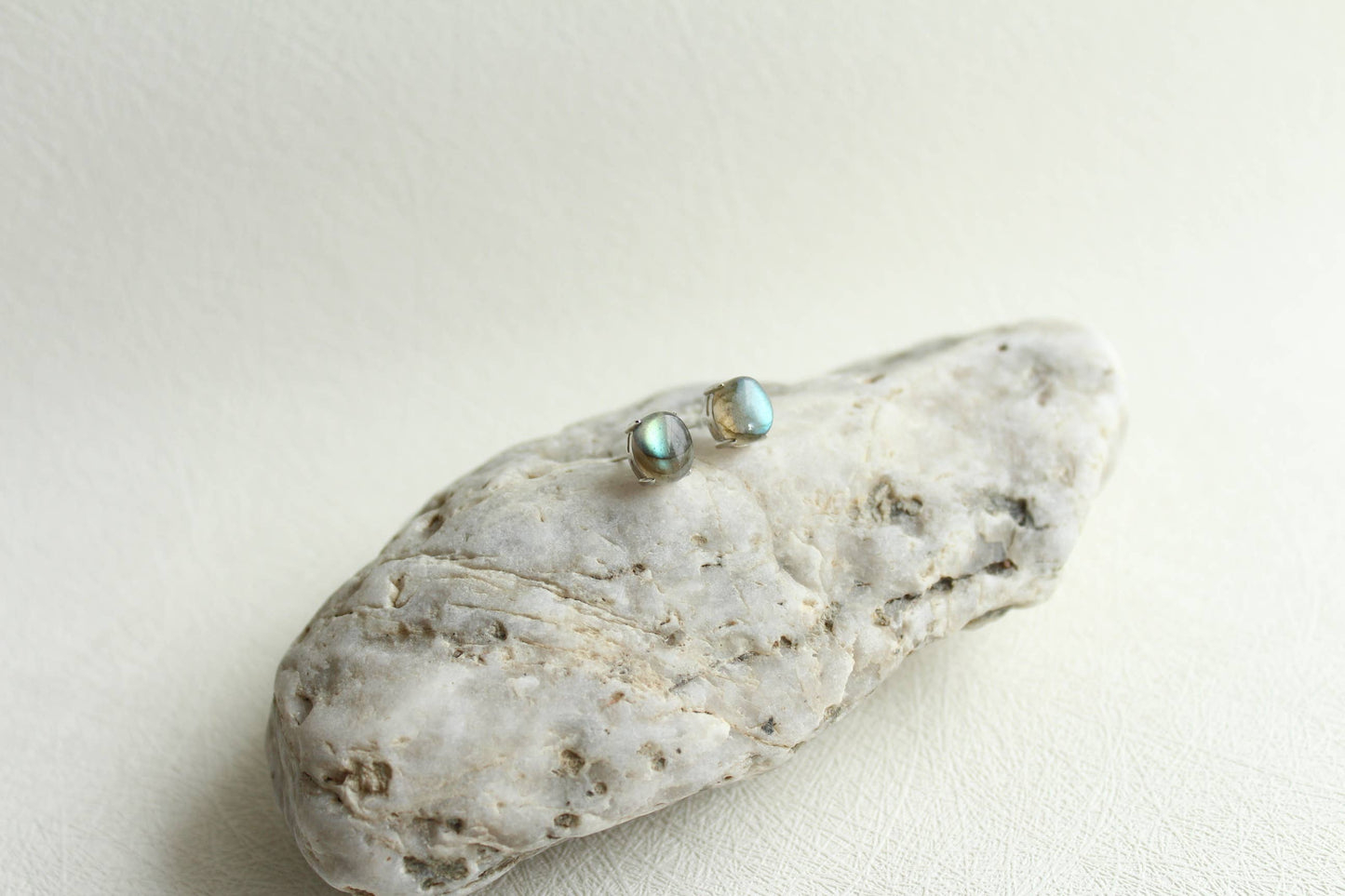 Natural Labradorite Sterling Silver Earring Studs