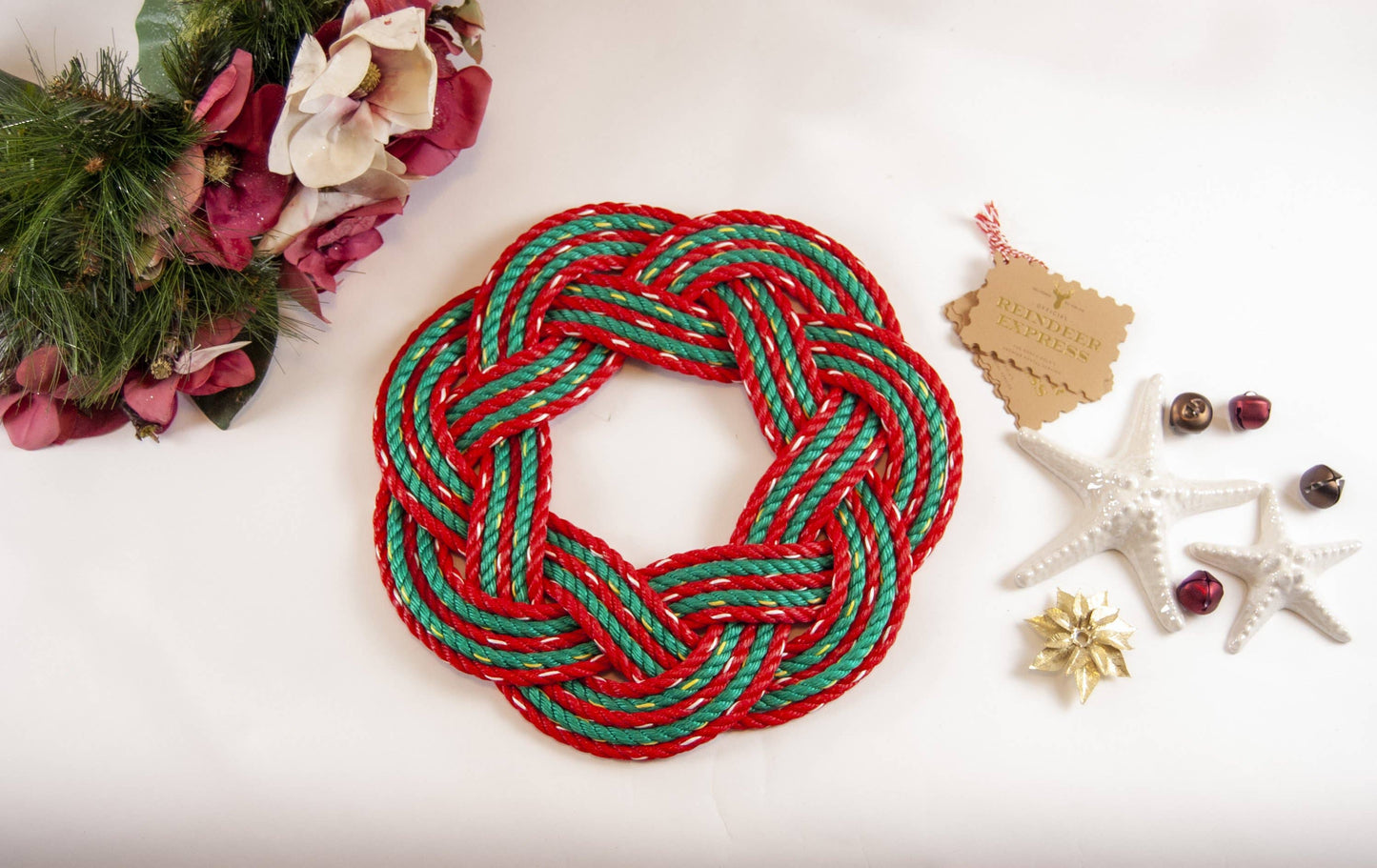 Fisherman's Rope Christmas Wreath - Dory Red/Emerald Sea