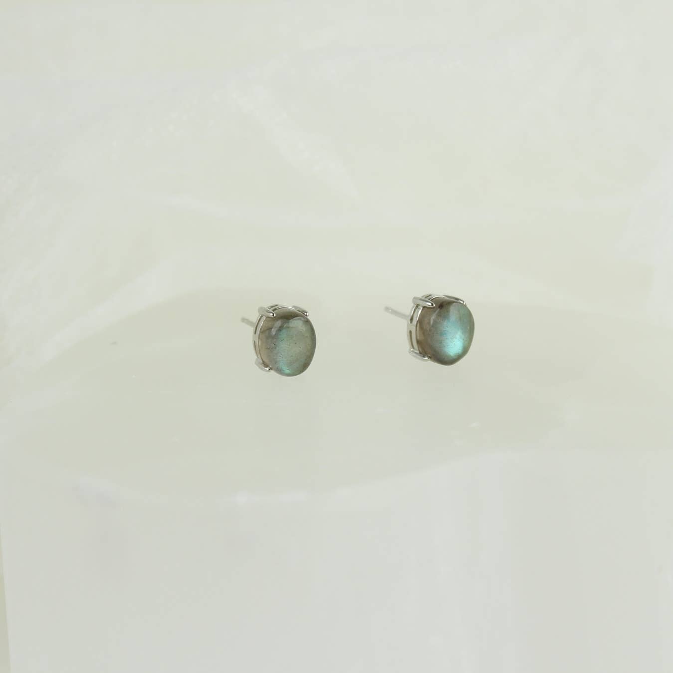 Natural Labradorite Sterling Silver Earring Studs