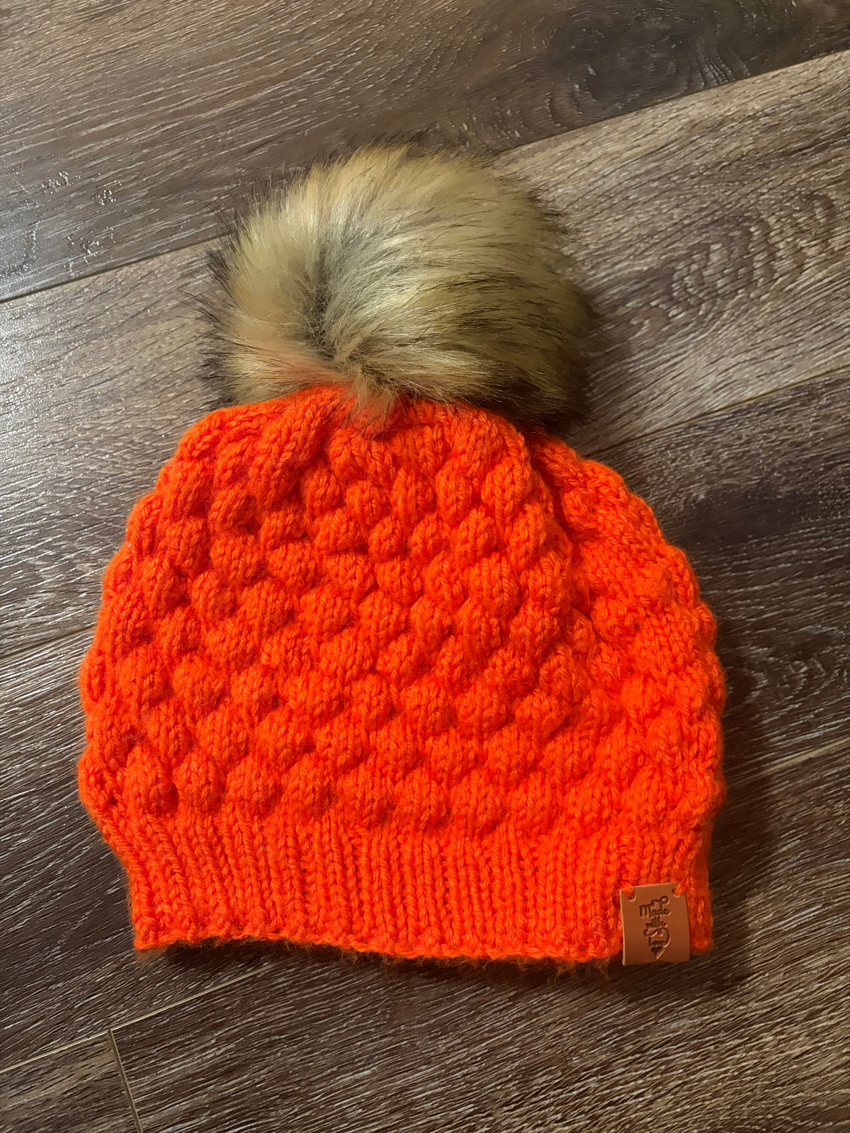 Ladies Knitted Red Pom Pom Hat