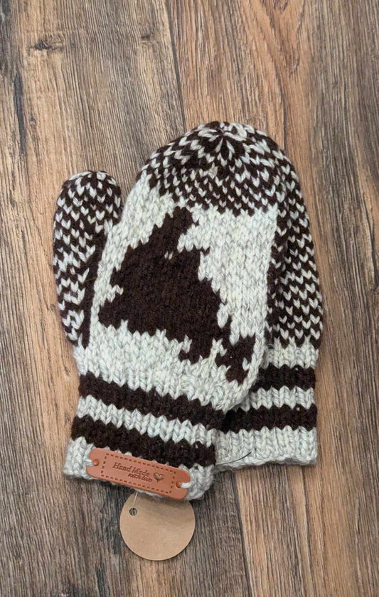 Child Newfoundland Black/Grey Map Mittens