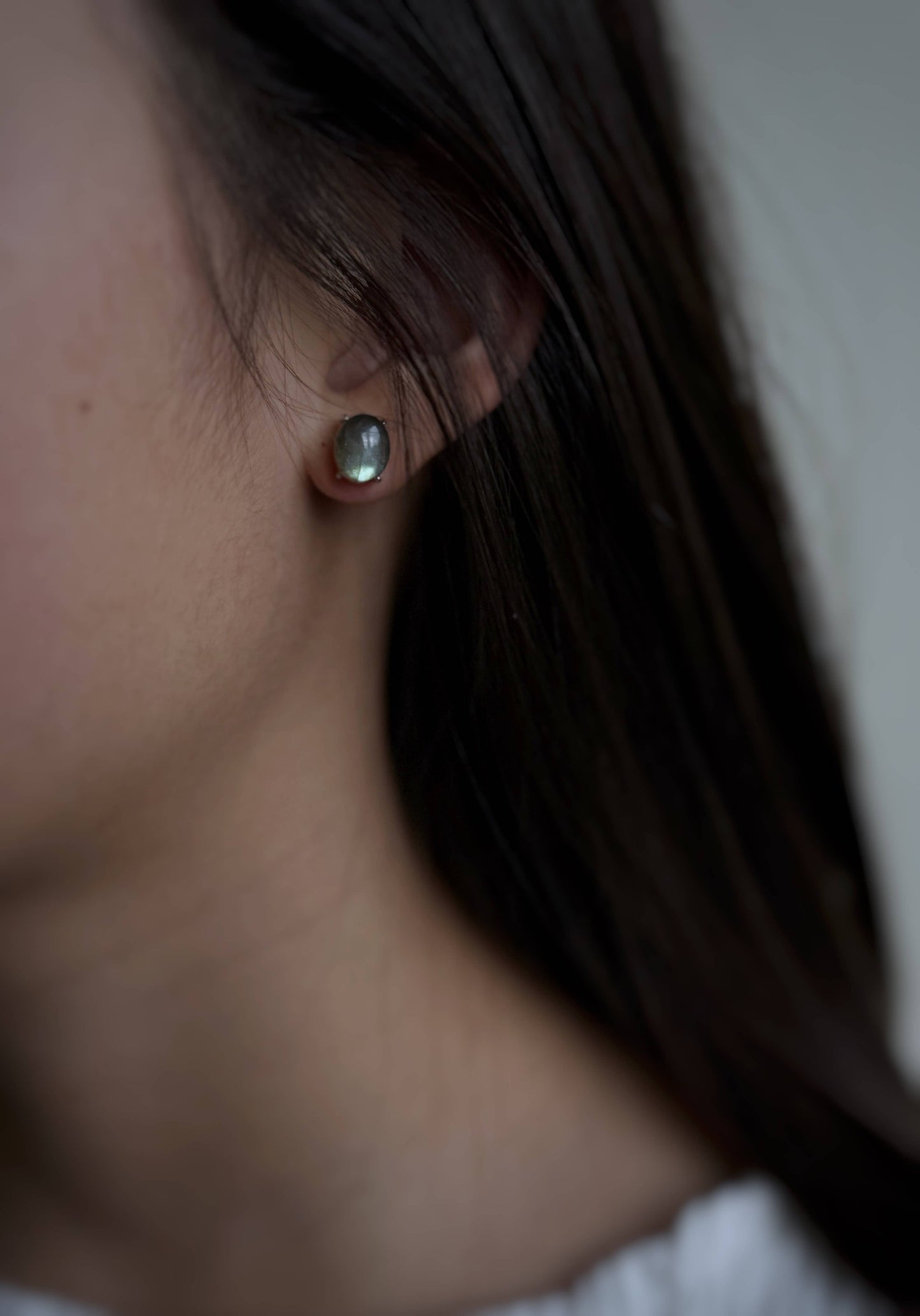 Natural Labradorite Sterling Silver Earring Studs