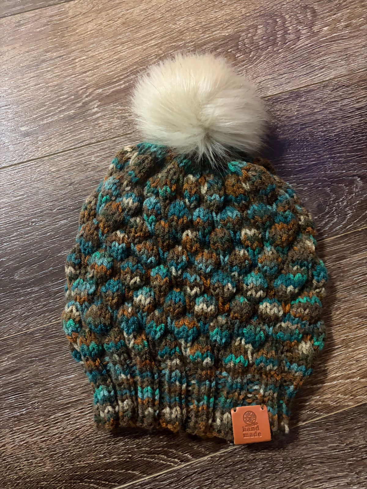 Ladies Knitted Mix Color Pom Pom Hat