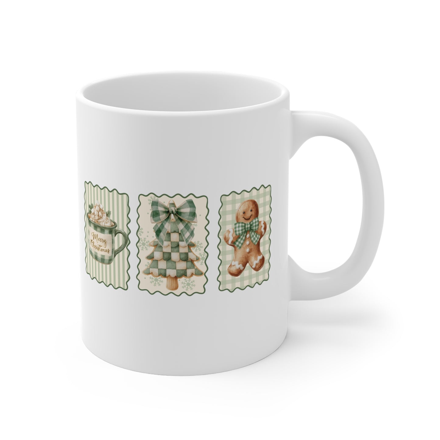 Hot Chocolate Trees & Gingerbread Ceramic Mug 11 oz