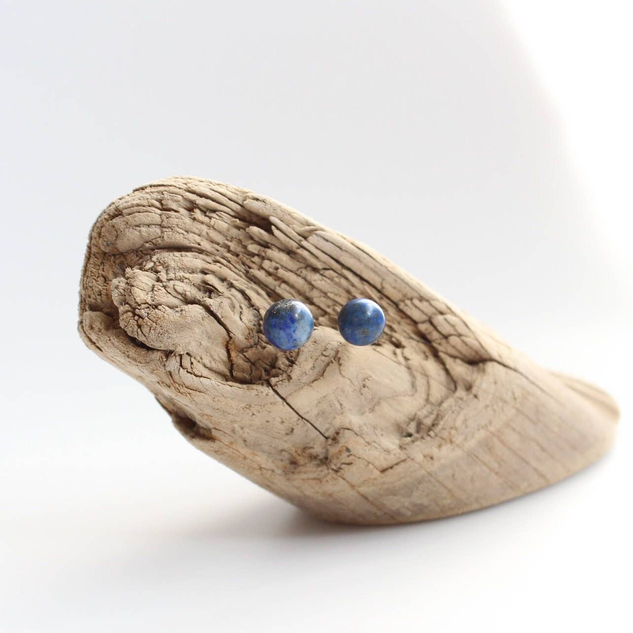 Natural Gemstone Stud Earrings, Stainless Steel Post