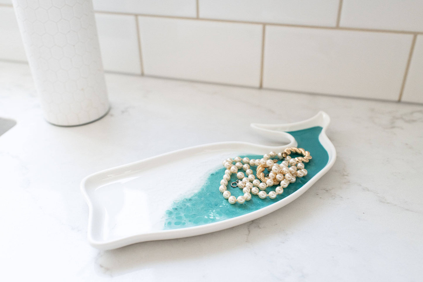 Whale Shaped Ceramic and Resin Tray - Ocean Vibes
