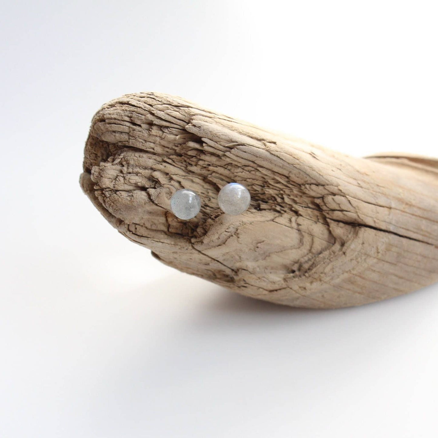 Natural Gemstone Stud Earrings, Stainless Steel Post