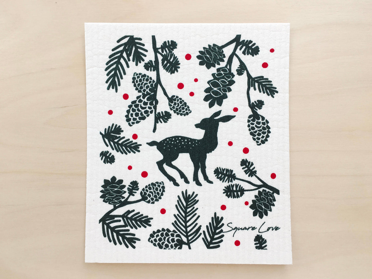Borealis Fawn Christmas Theme Swedish Dishcloth