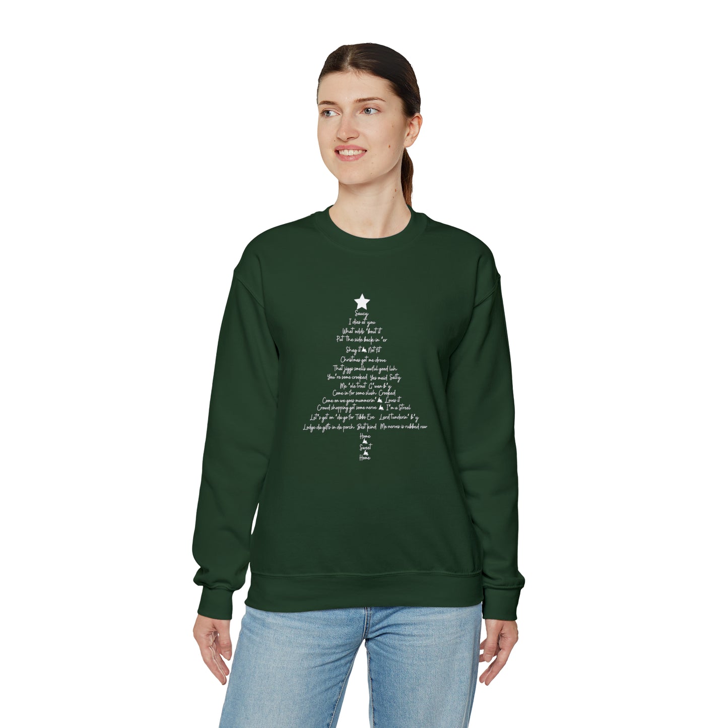 Newfie Phrase Christmas Tree Sweatshirt