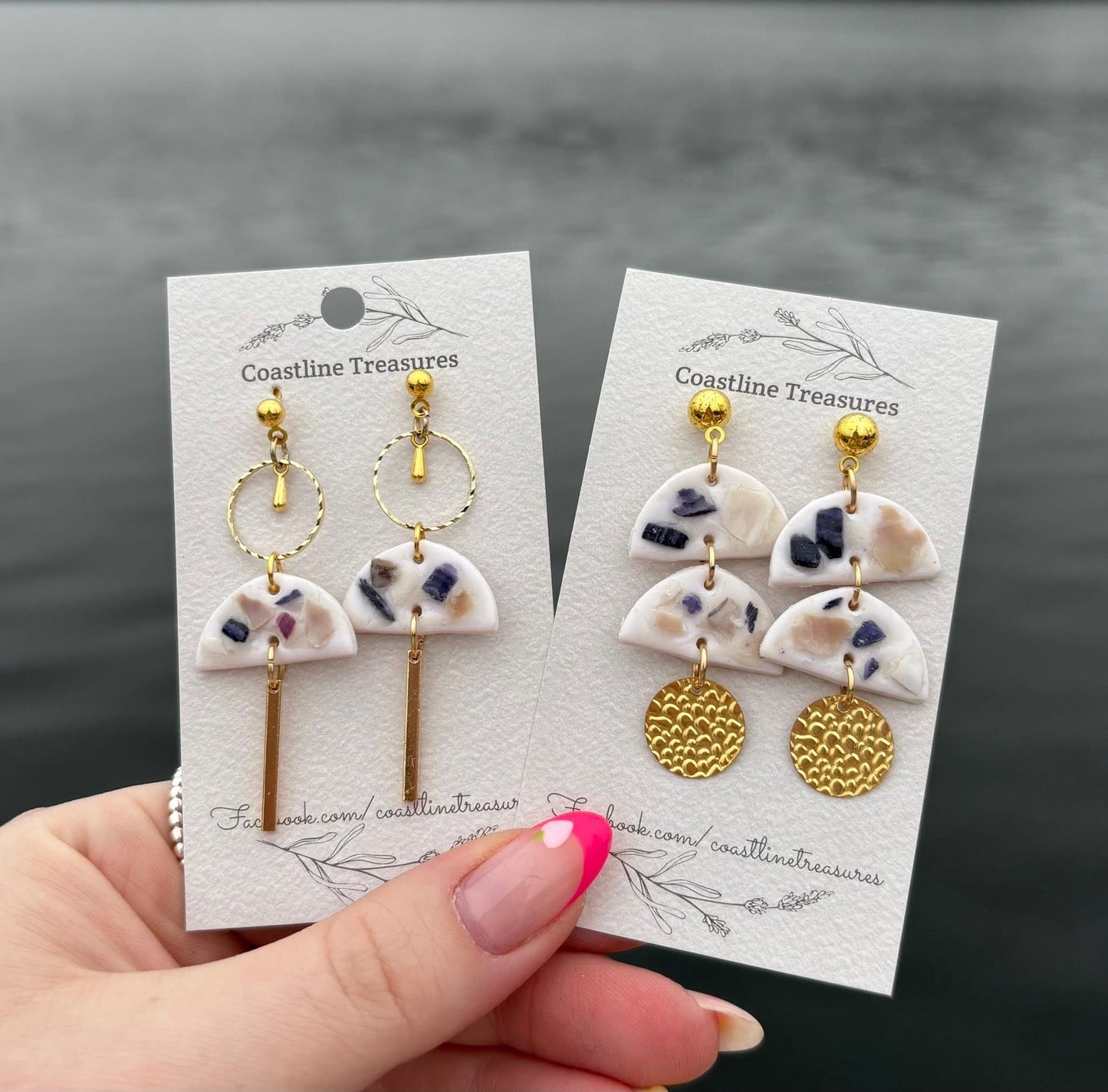 Handmade Clay Shell Dangle Earrings