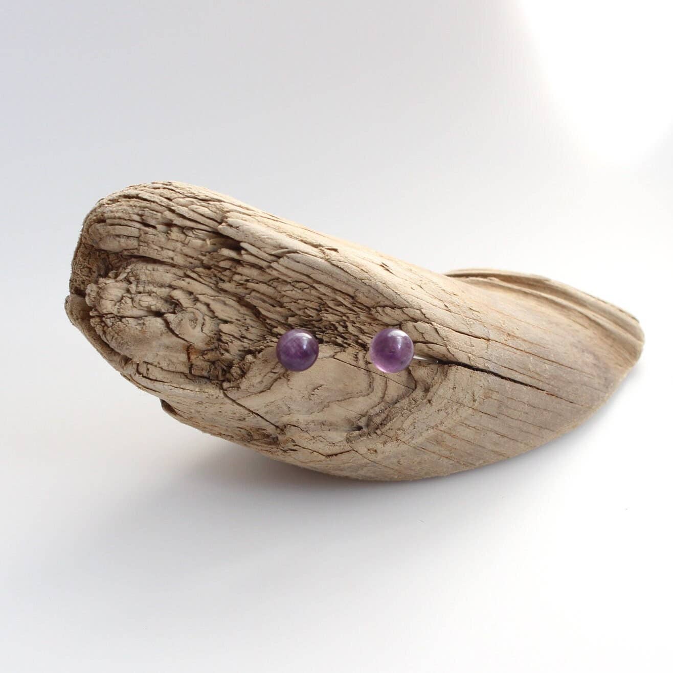 Natural Gemstone Stud Earrings, Stainless Steel Post
