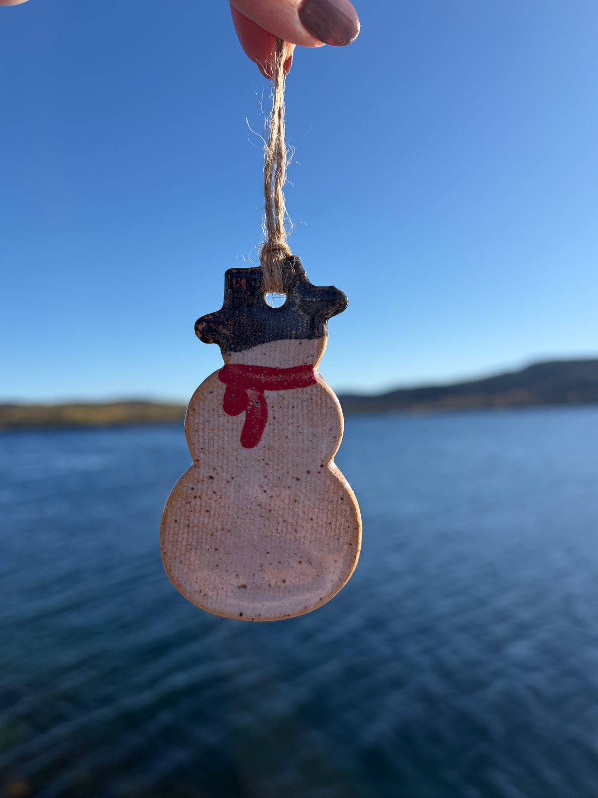 Handcrafted Ceramic Snowman Ornament