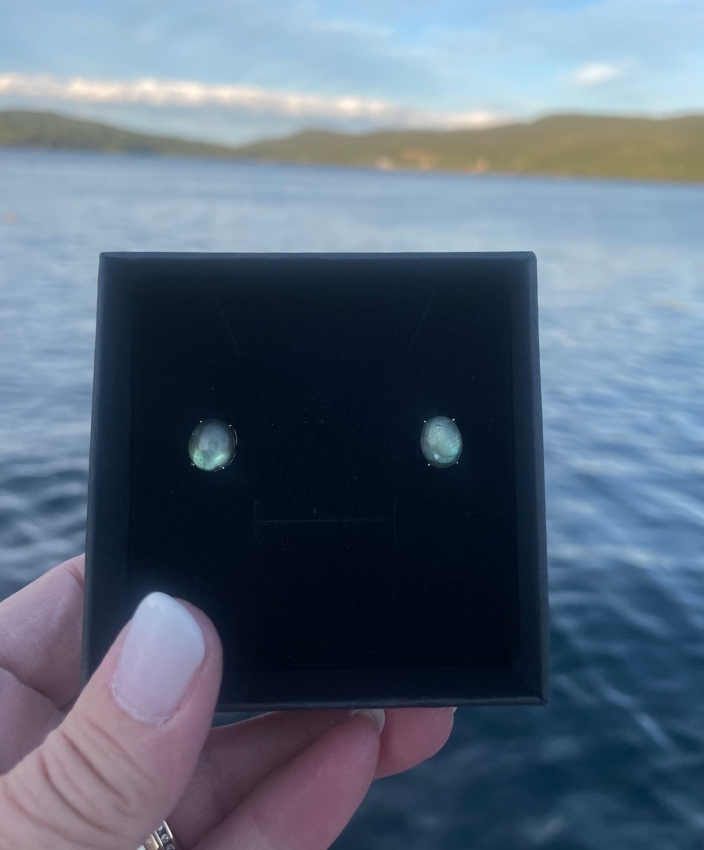 Natural Labradorite Sterling Silver Earring Studs