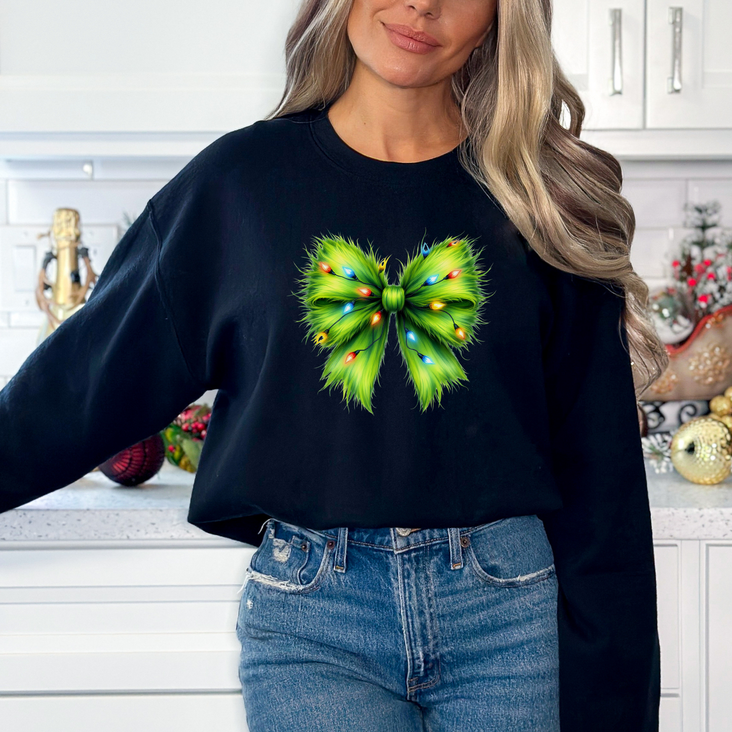 NEW Holiday Collection! Christmas Grinch Bow Sweatshirt