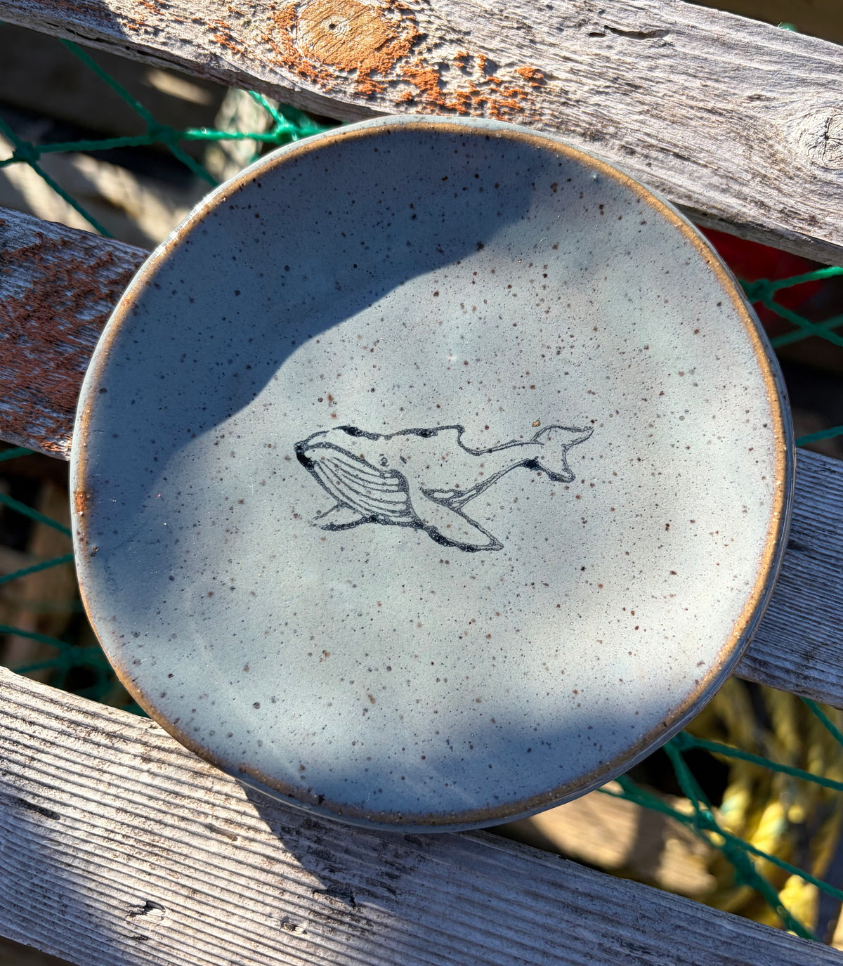 Mini Handcrafted Ceramic Plate - Humpback Whale - Green or Blue