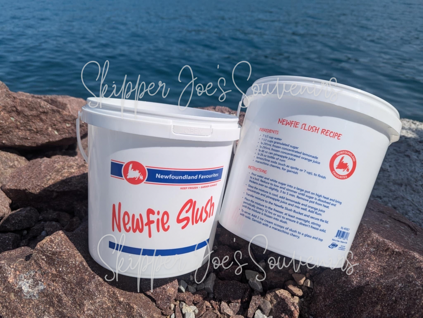 Newfie Slush Bucket with Recipe on Back