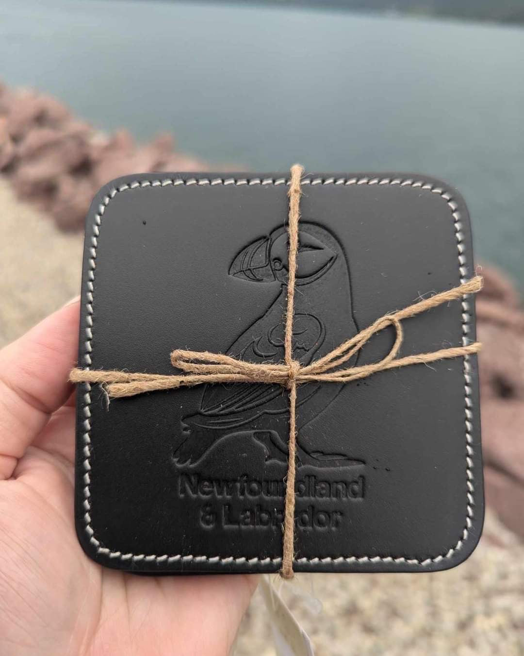 Leather Puffin Newfoundland & Labrador Coasters -Set of 4