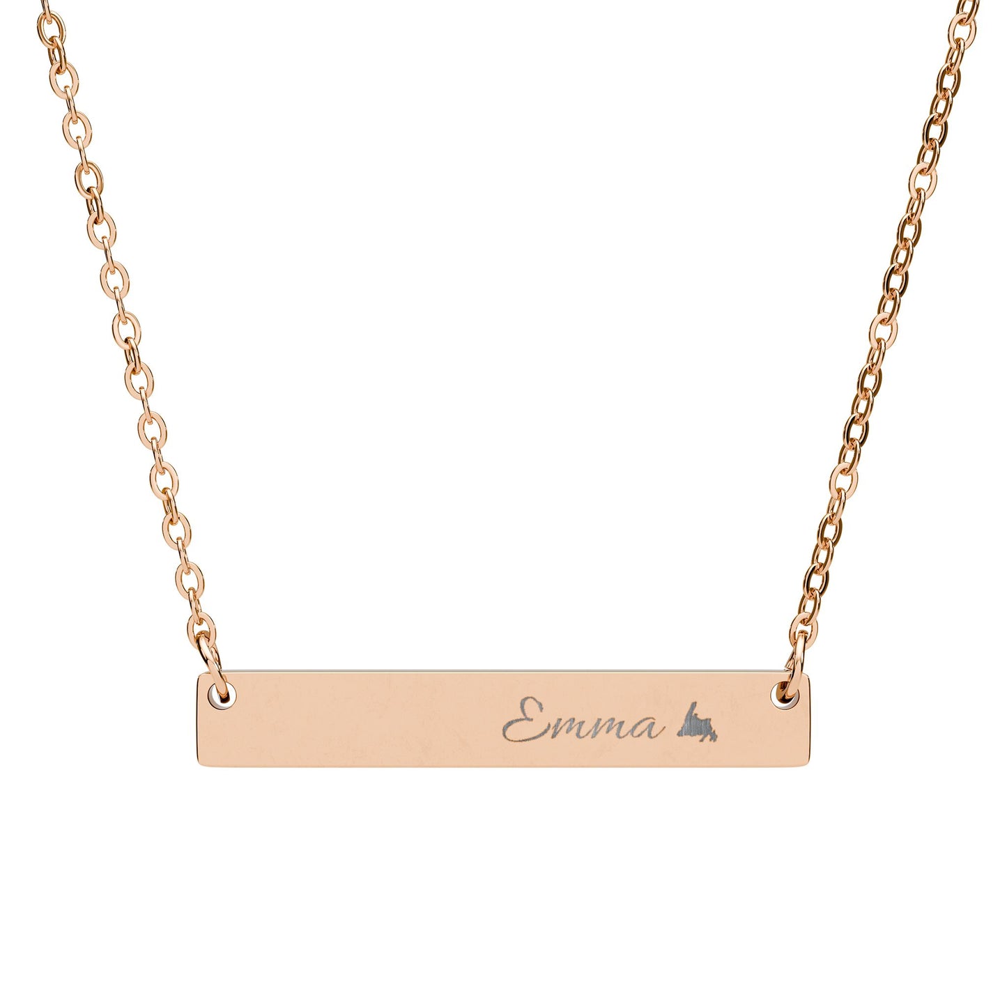 Horizontal Engraved Personalized Name Bar Necklace - 5 Colors