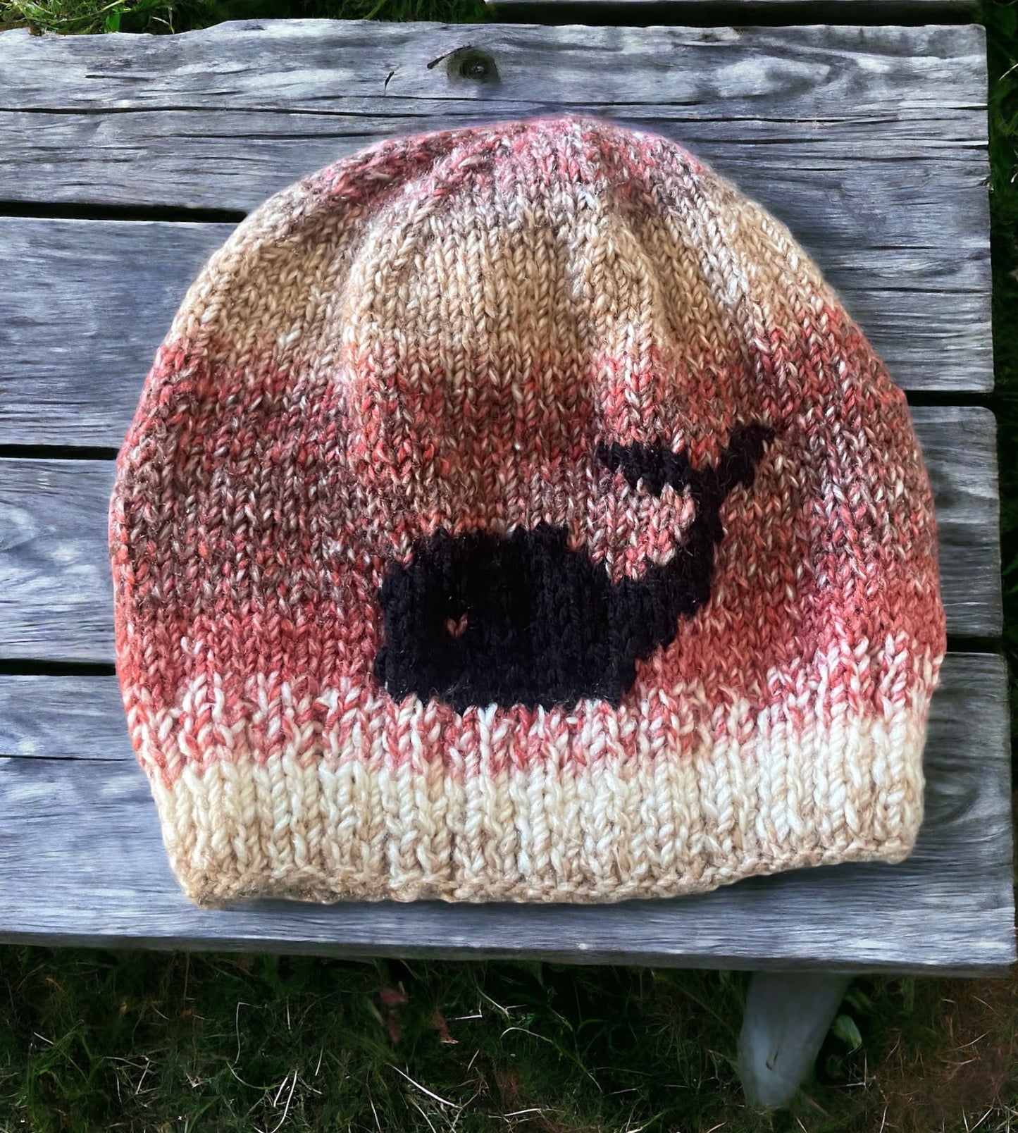 Peach/Cream Multicolor Hand Knitted Whale Newfoundland Adult Toque