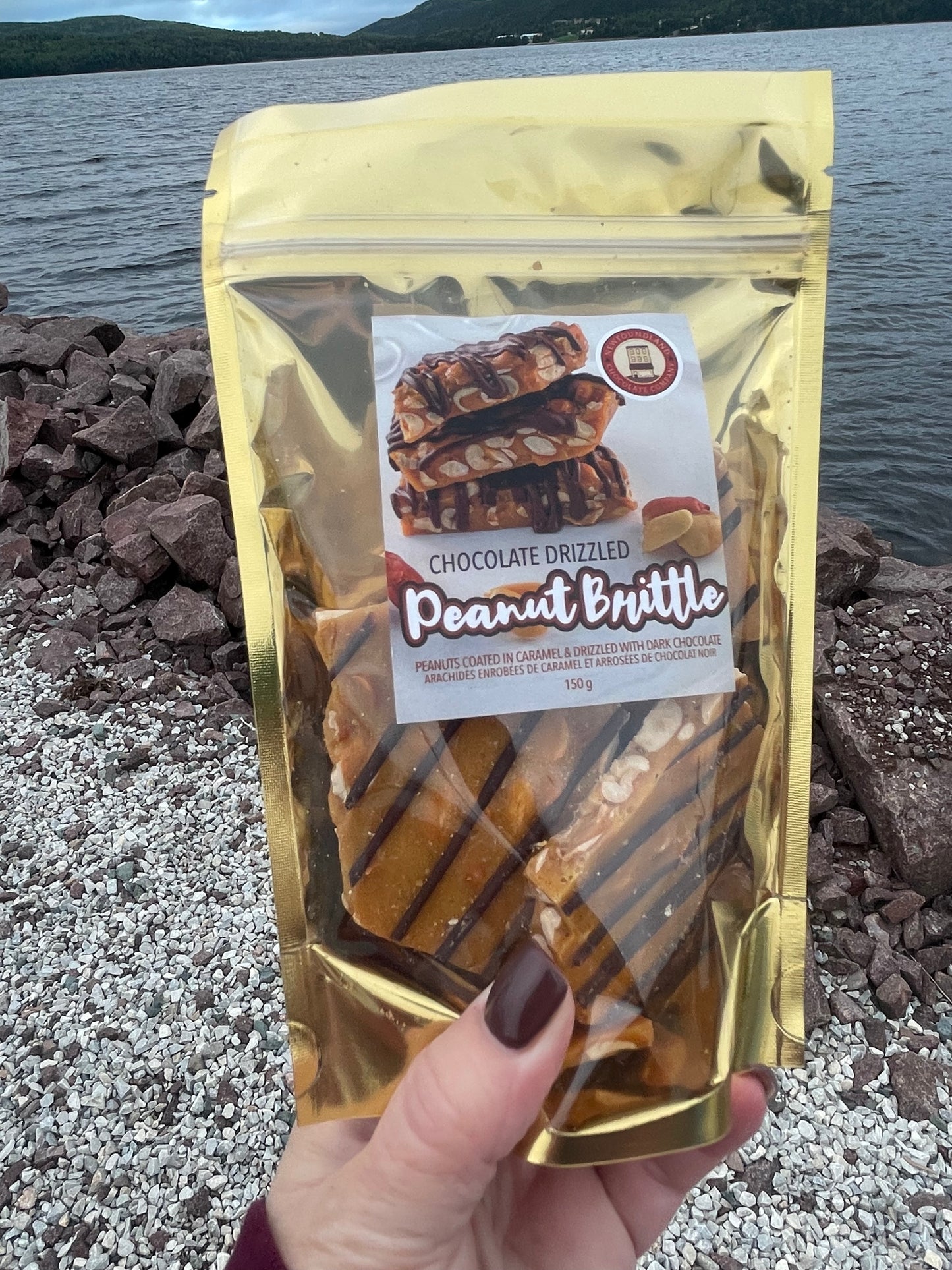 Chocolate Drizzled Peanut Brittle - Newfoundland Chocolate Company 150g
