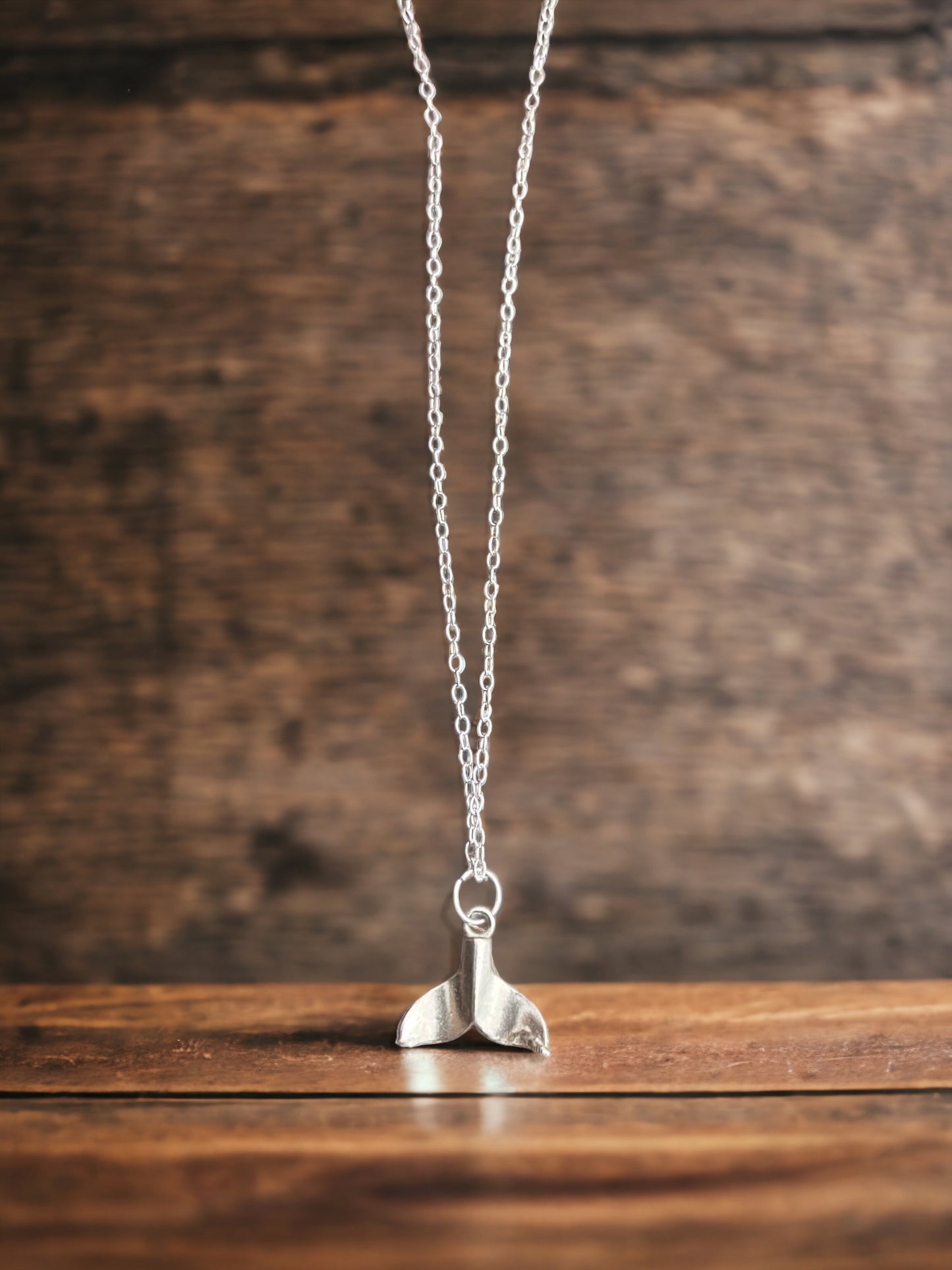 Tiny Sterling Silver Whale Tail Necklace