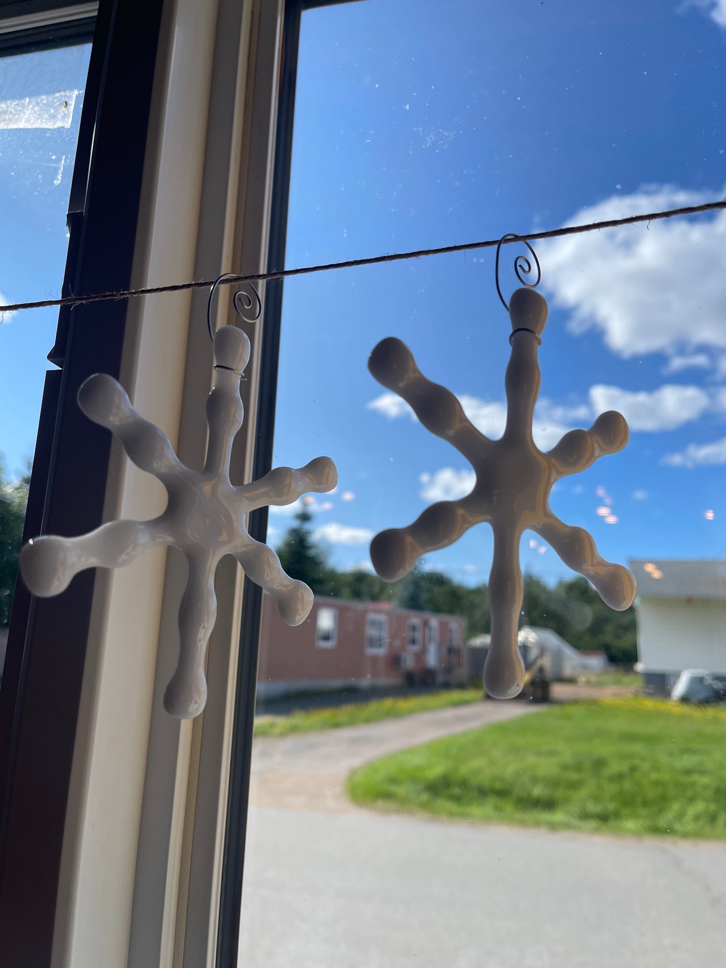 Kiln Fused glass snowflake ornament