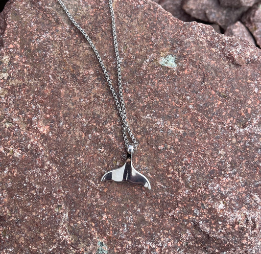 Large Stainless Steel Whale Tail Necklace