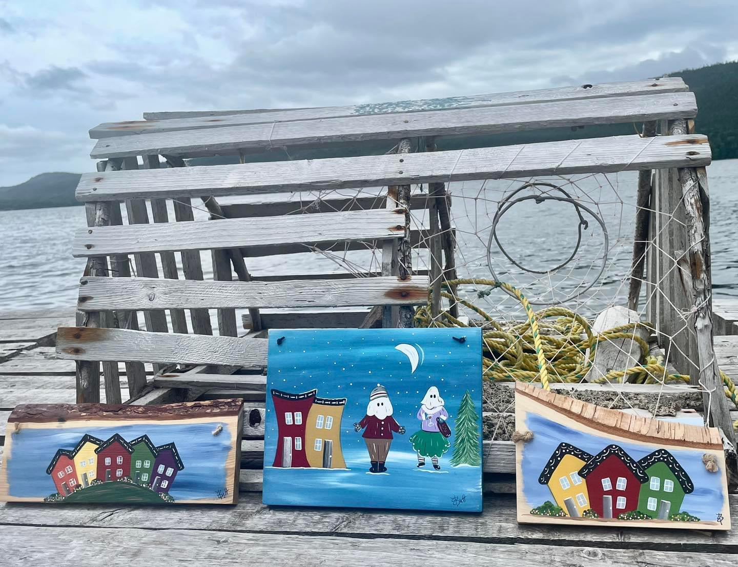Whimsical Rowhouse and Mummer Wall Hangings - Handmade!
