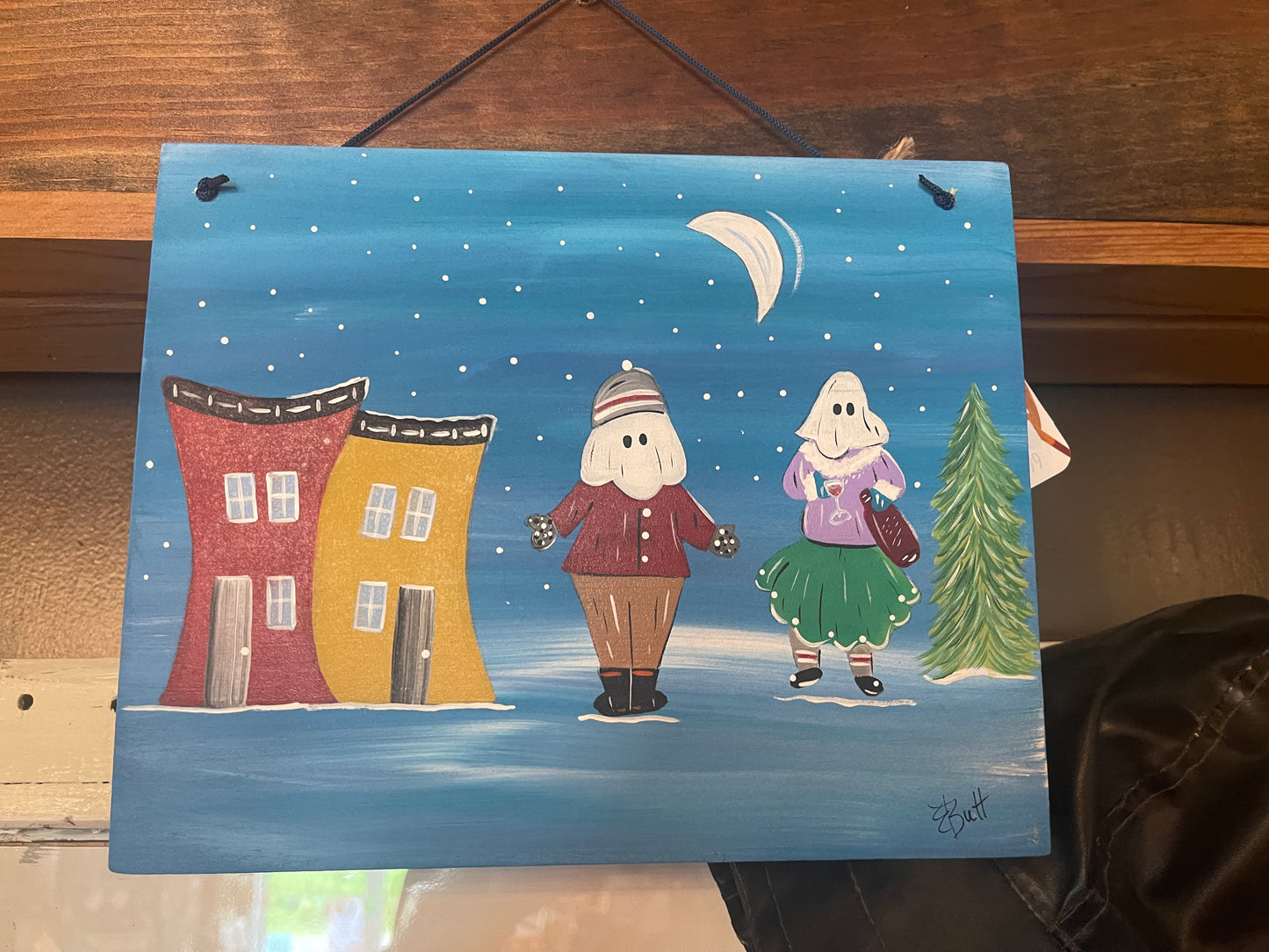 Whimsical Rowhouse and Mummer Wall Hangings - Handmade!