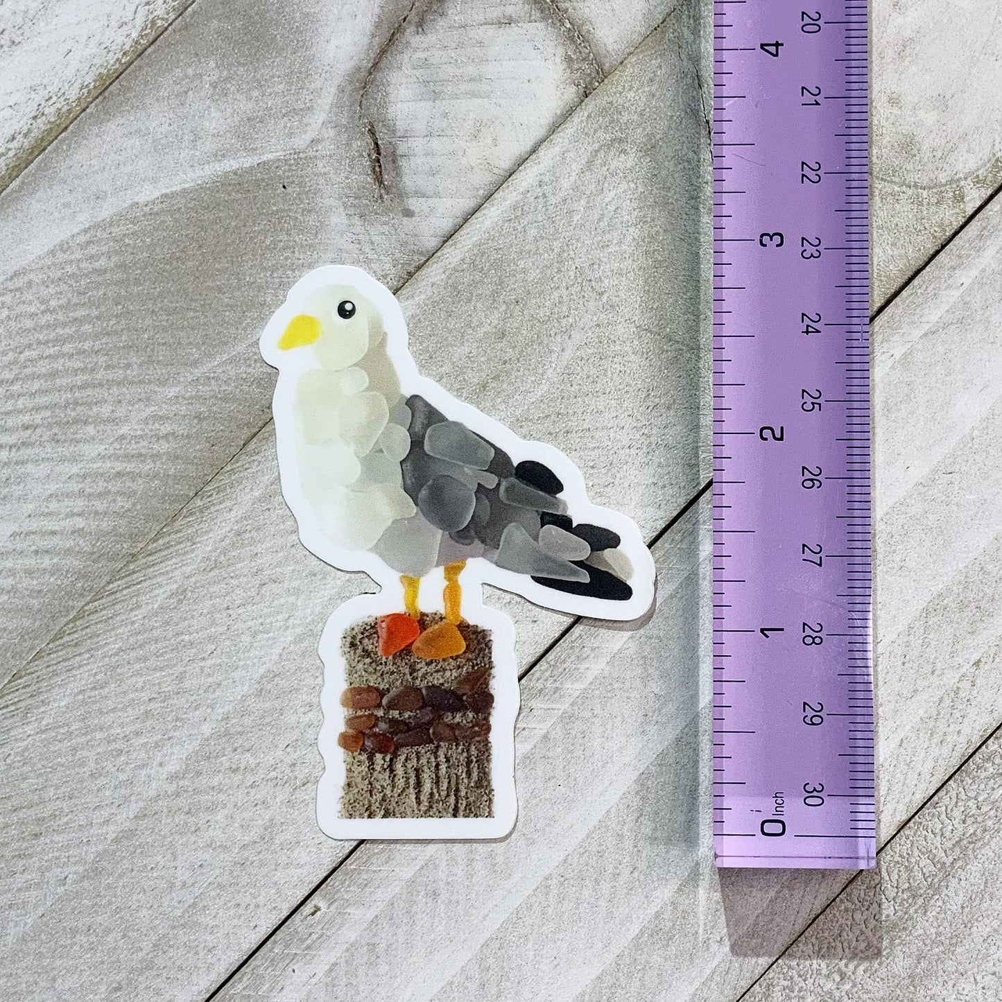 Waterproof Sticker, Sea Glass Seagull, Vinyl Sticker