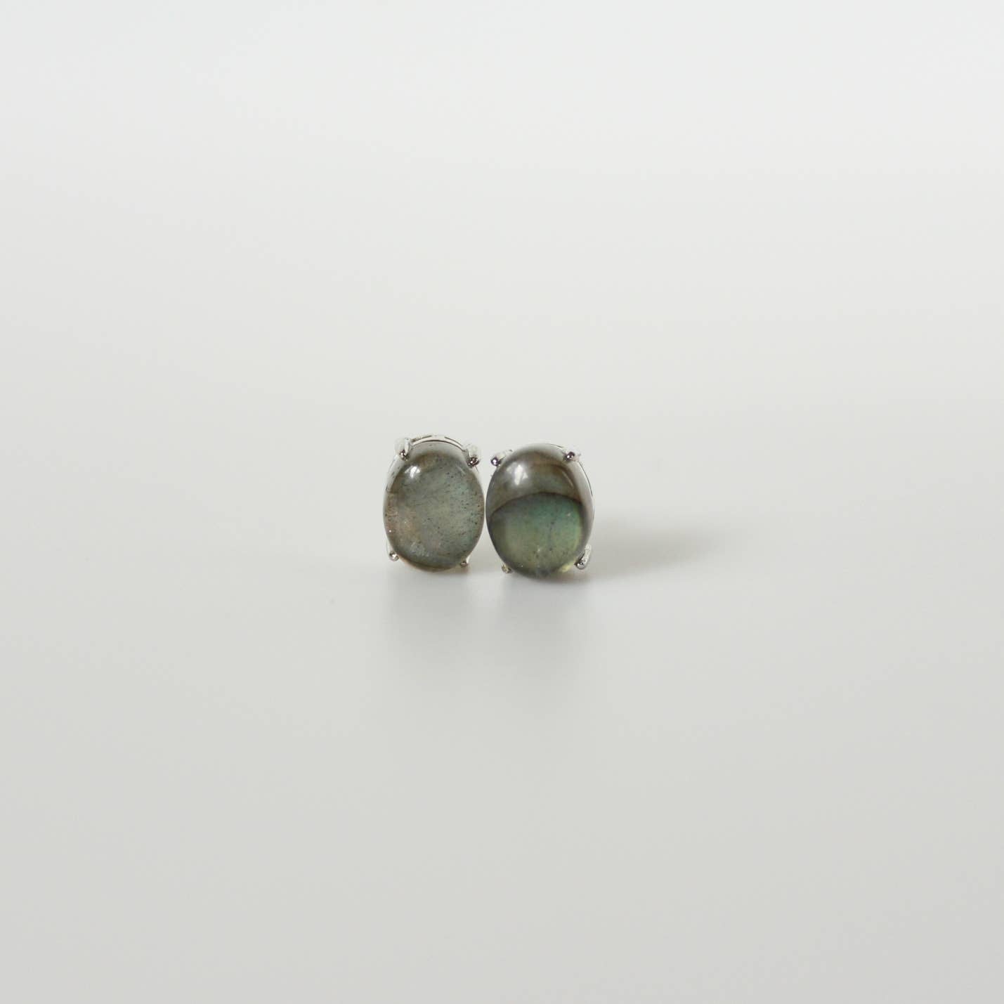 Natural Labradorite Sterling Silver Earring Studs
