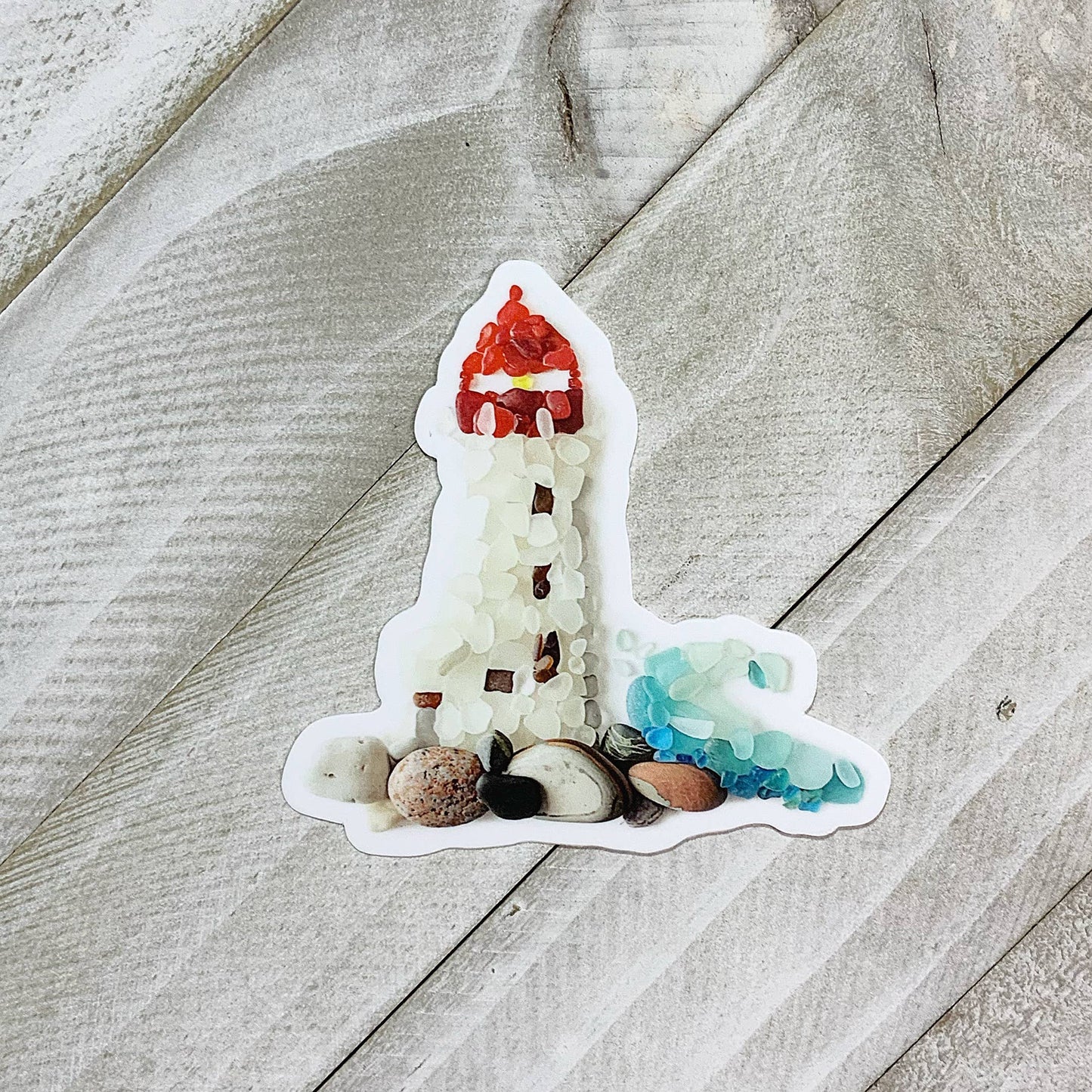 Waterproof Sticker, Sea Glass Lighthouse, Vinyl Sticker