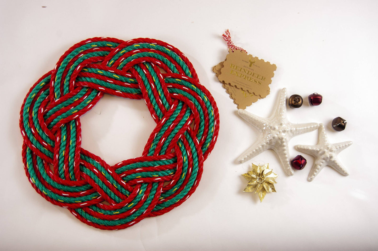 Fisherman's Rope Christmas Wreath - Dory Red/Emerald Sea