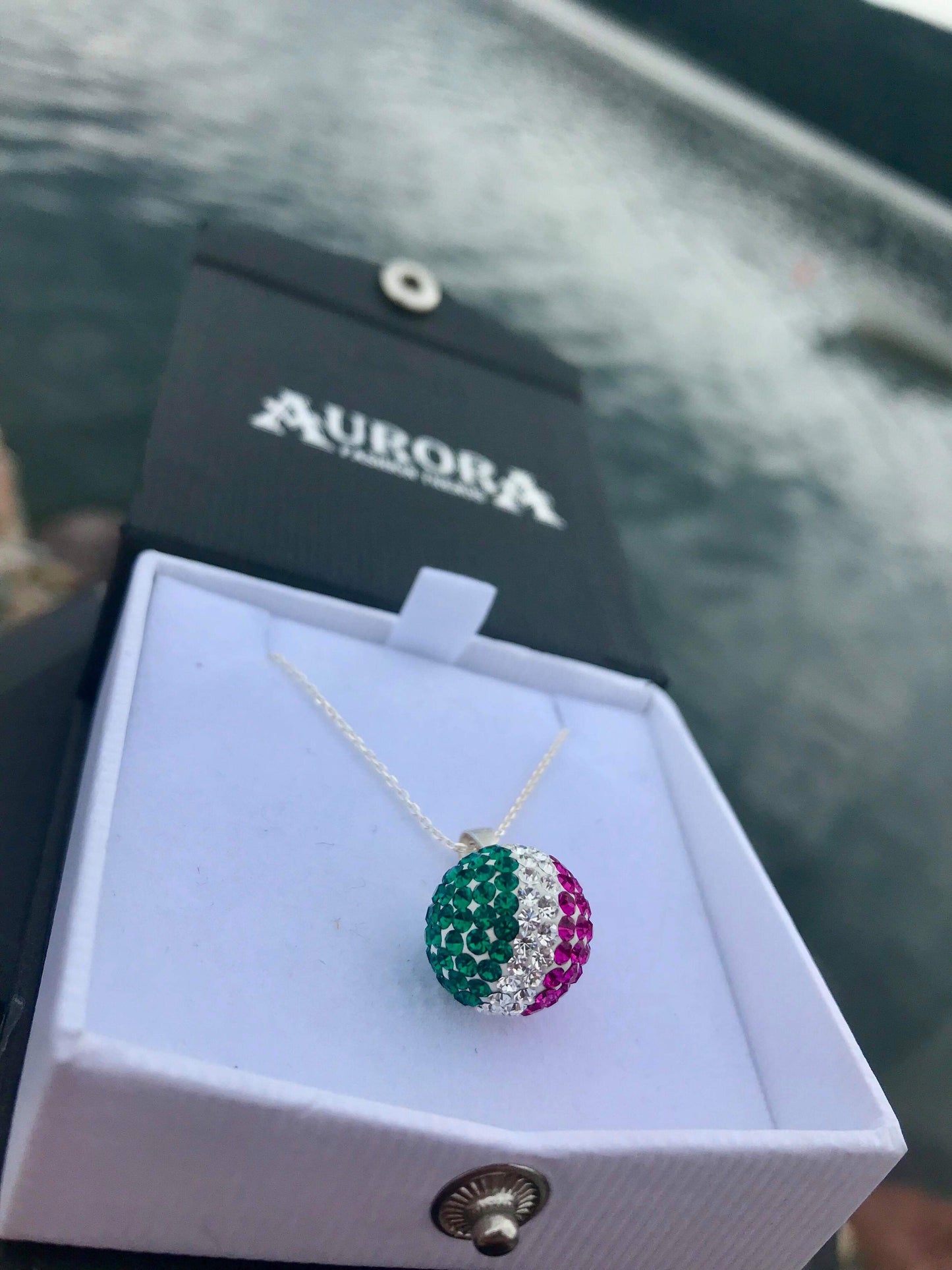 Republic of Newfoundland Crystal Ball Necklace - Sterling Silver 22” chain