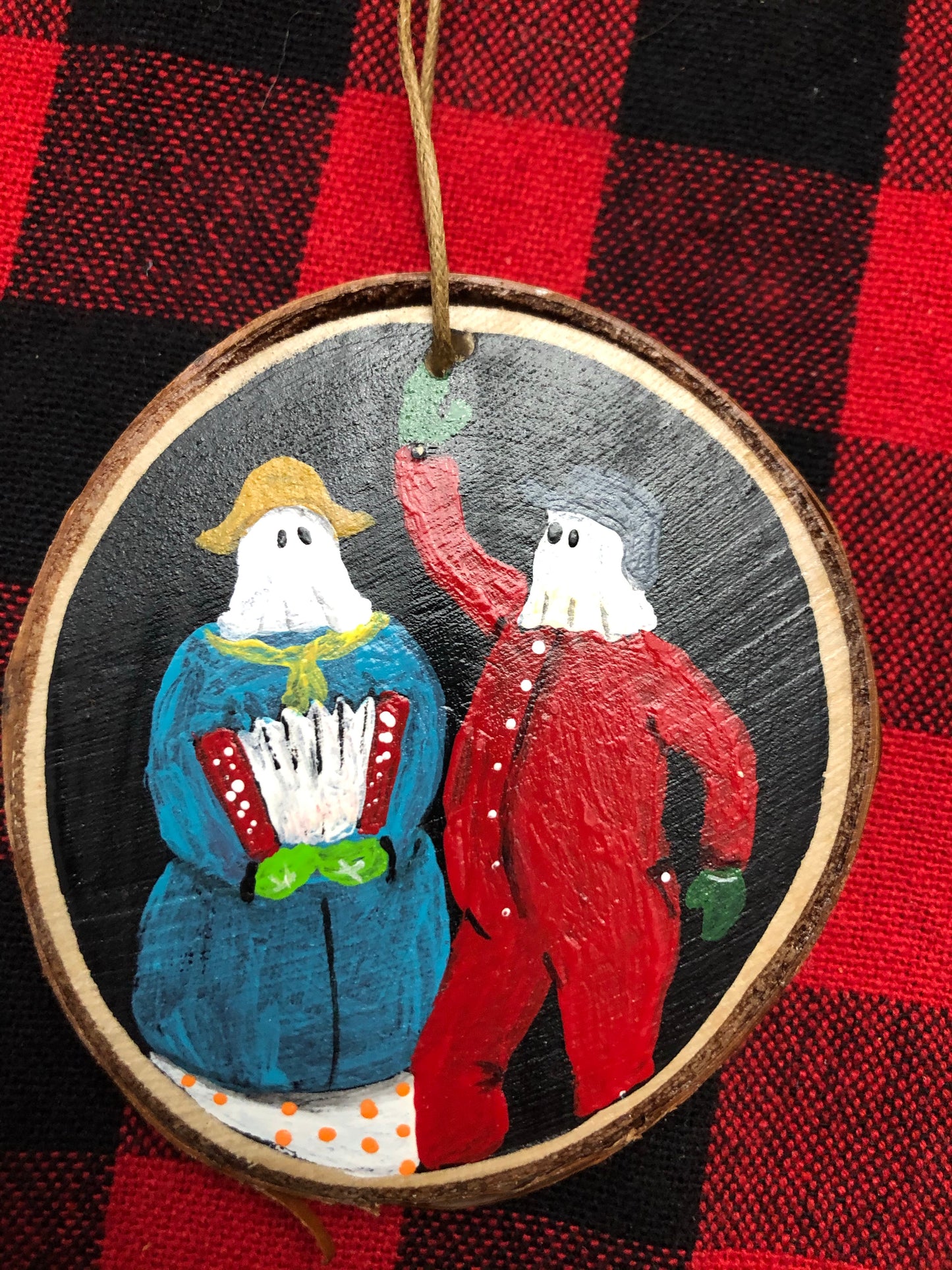Hand Painted Mummers Wooden Ornaments