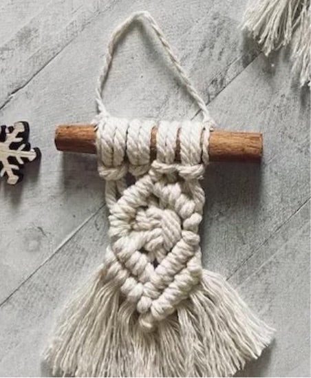 Macrame Tree Ornament - Wooden Dowel Fringe