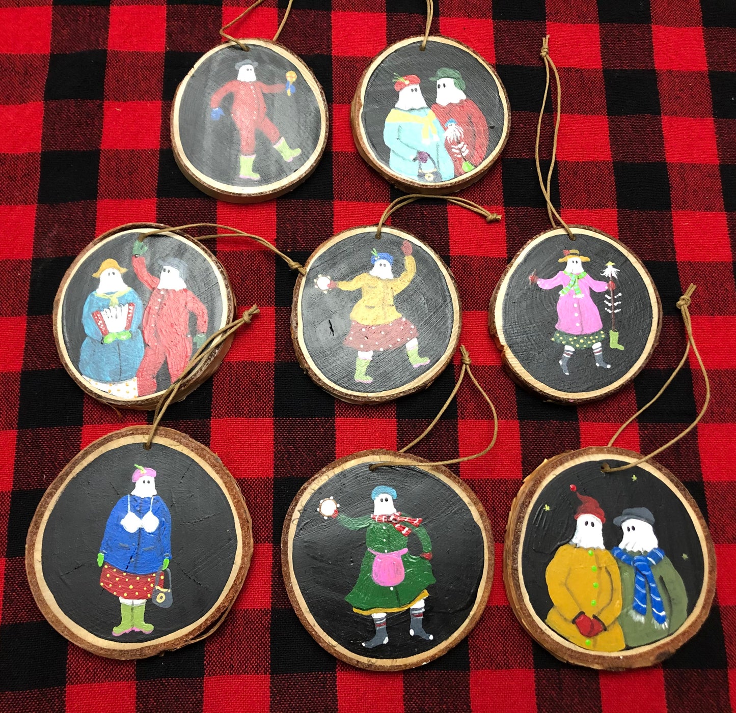 Hand Painted Mummers Wooden Ornaments