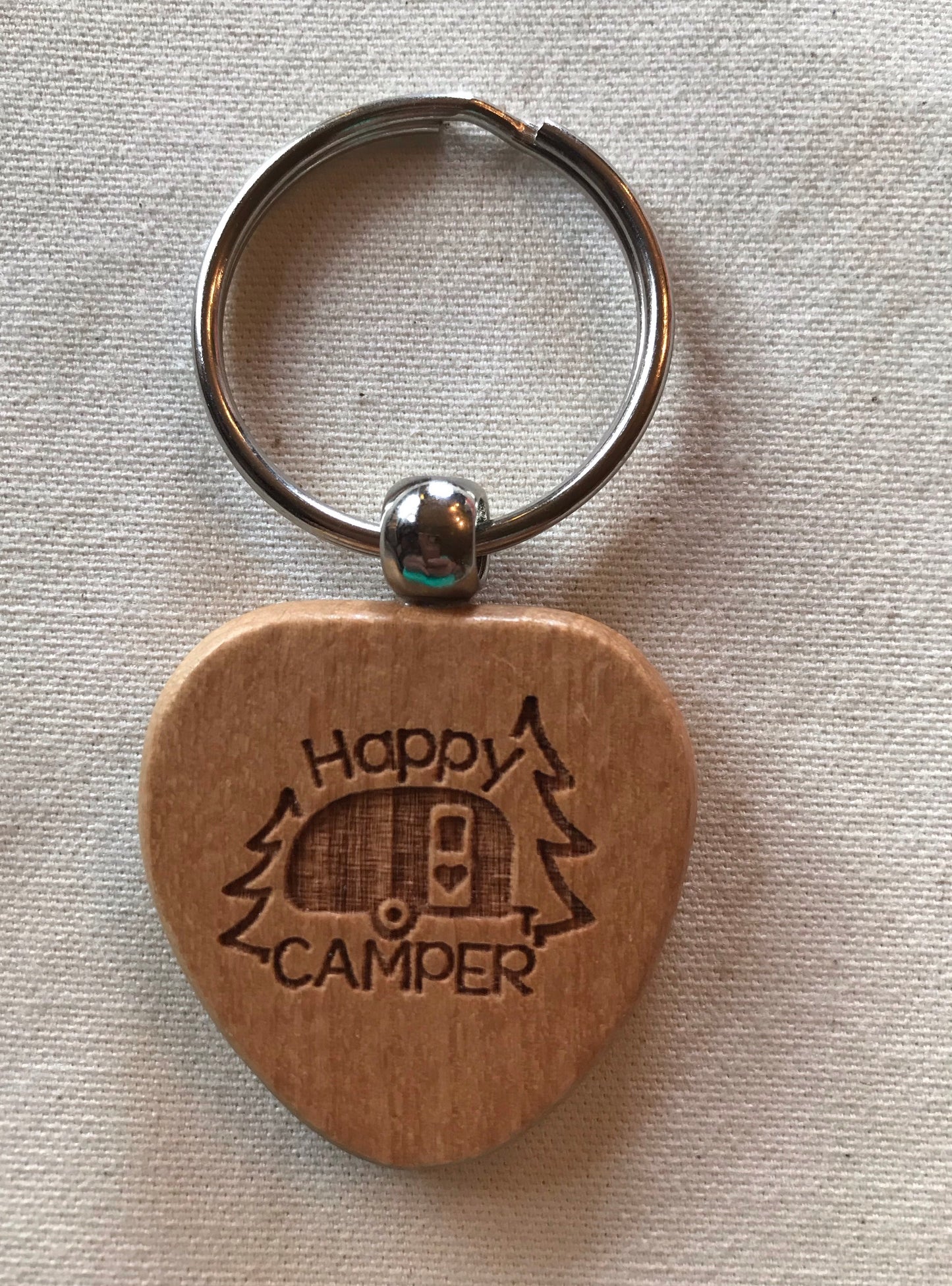 Laser Engraved Keychain - Happy Camper