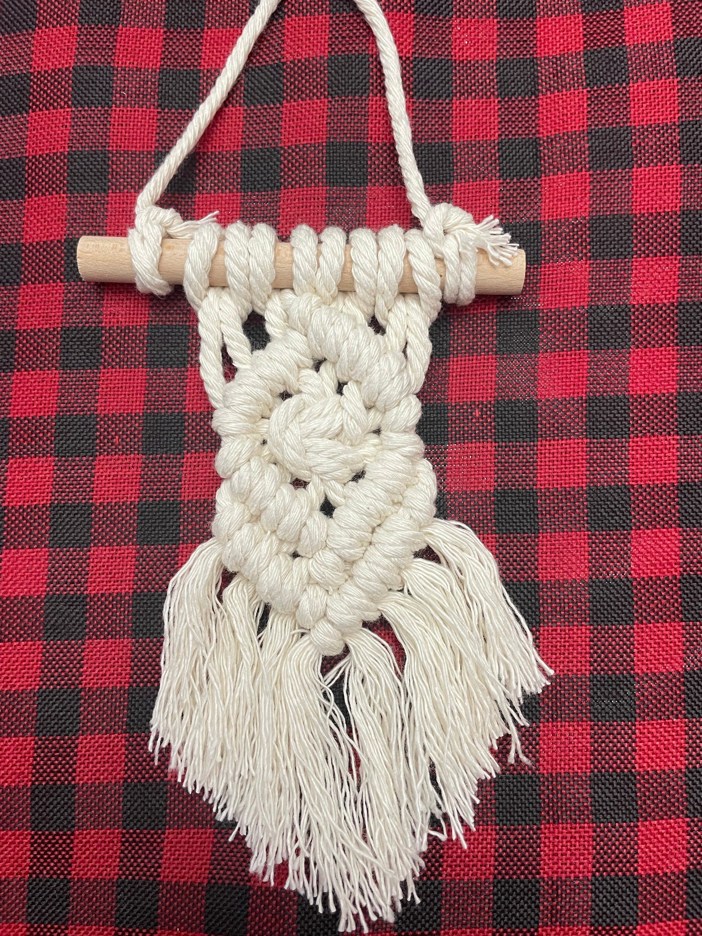 Macrame Tree Ornament - Wooden Dowel Fringe
