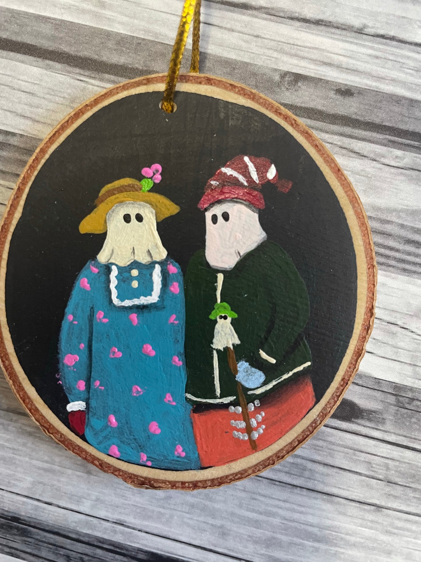 Hand Painted Mummers Wooden Ornaments