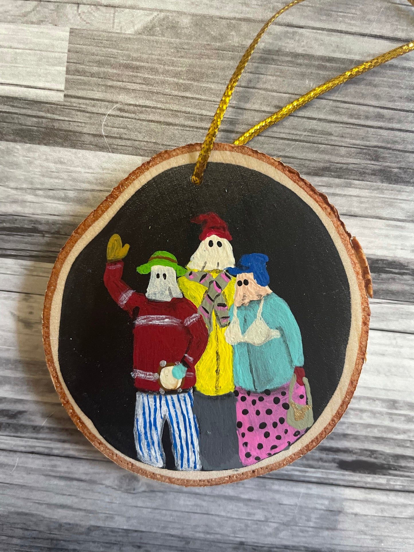 Hand Painted Mummers Wooden Ornaments