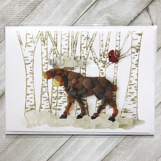 Moose Sea Glass greeting card, Moose, all occasion