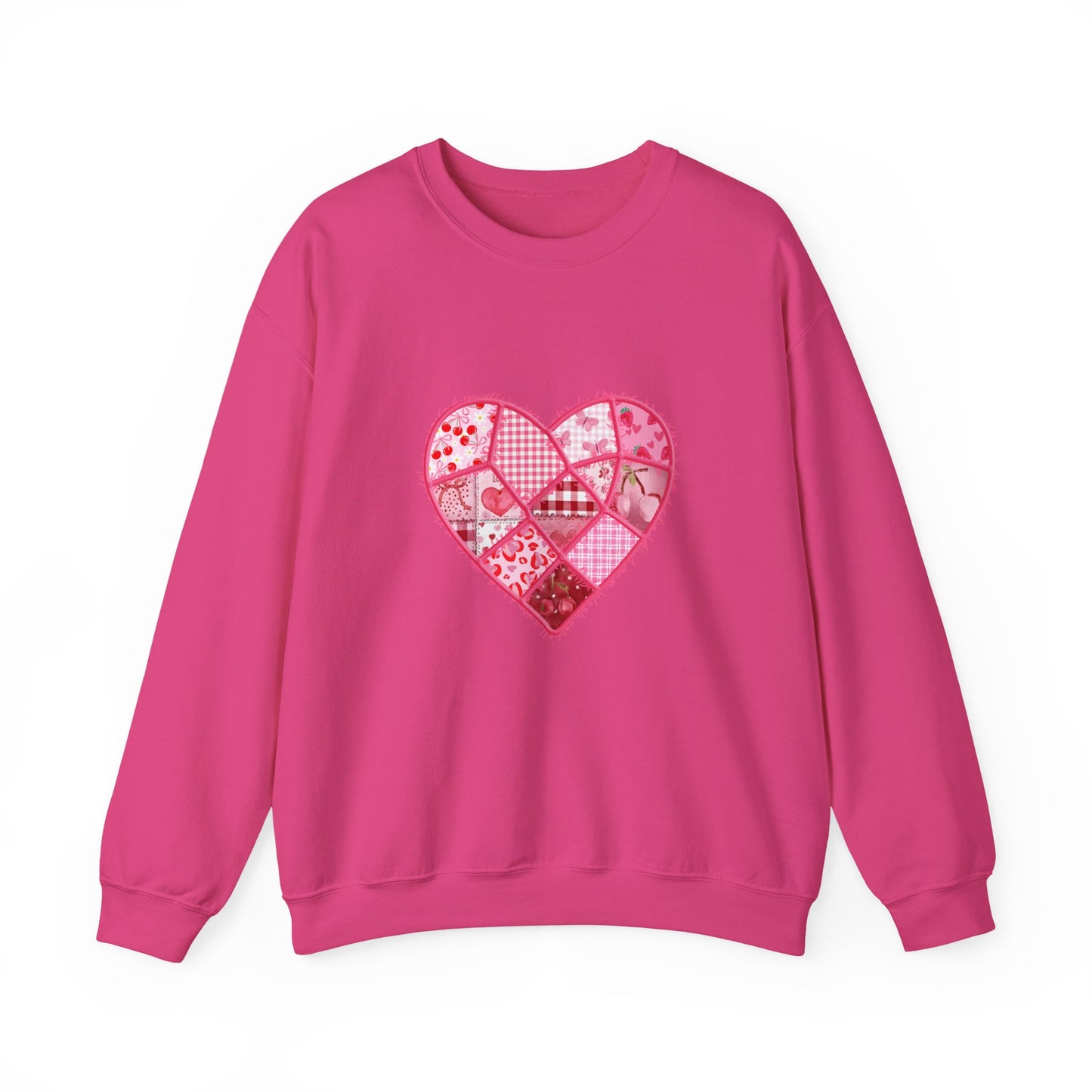 Valentine Patchwork Heart Crewneck Sweatshirt