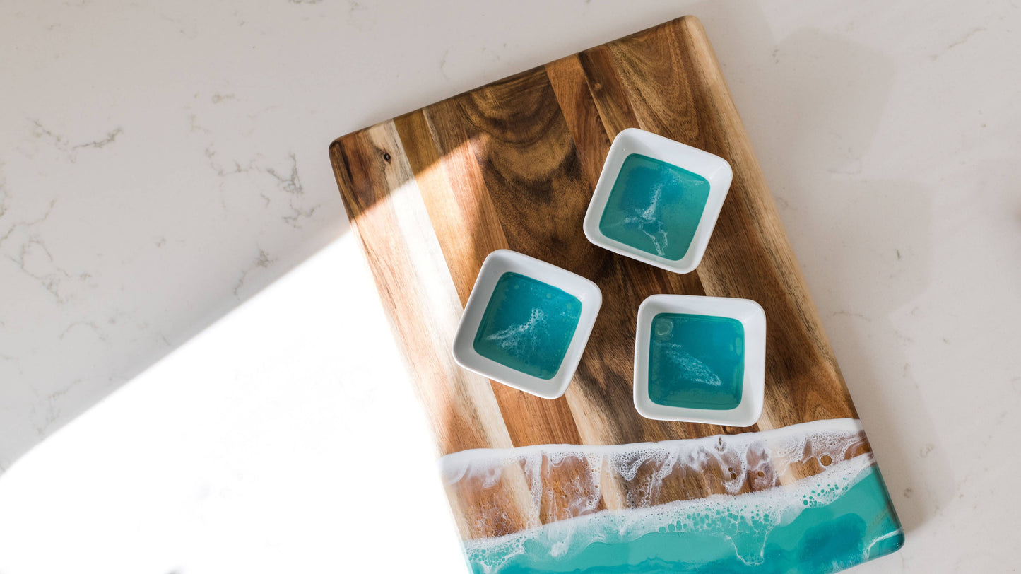Resin Accented Ceramic Dipping Bowl - Ocean Vibes