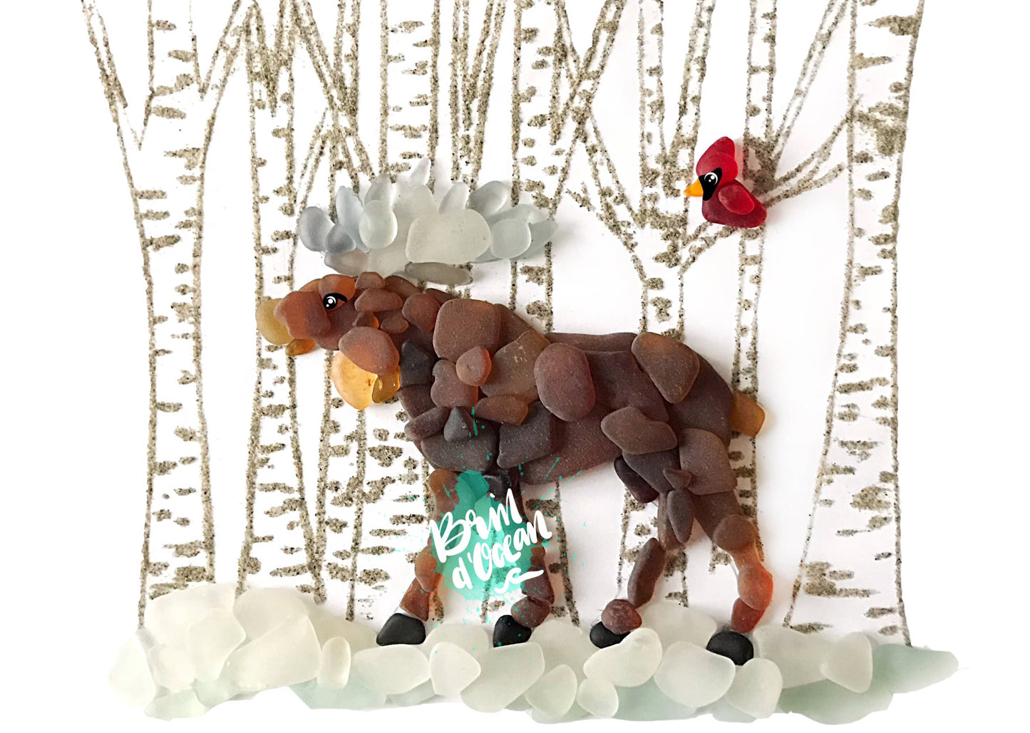 Moose Sea Glass greeting card, Moose, all occasion